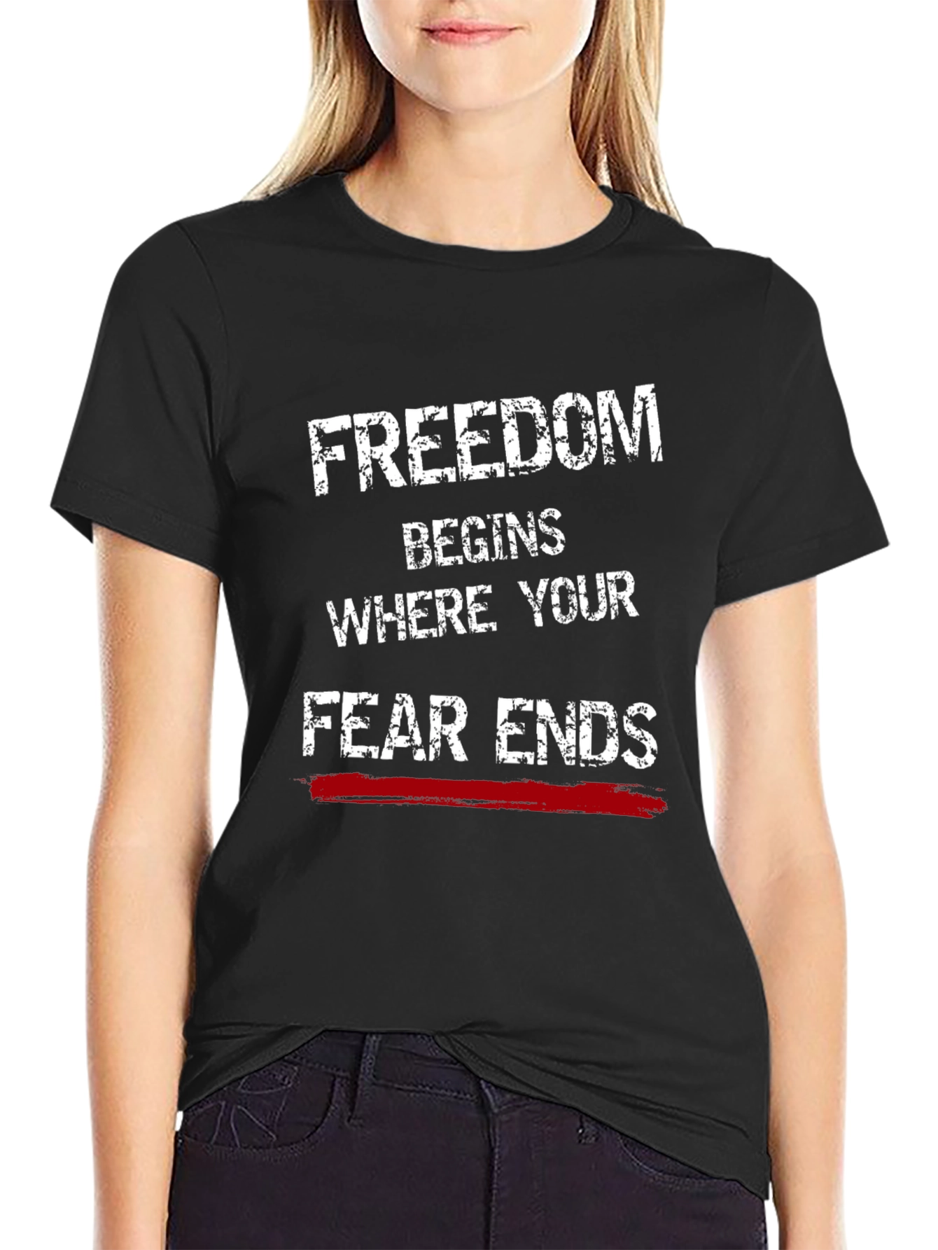 Freedom Begins Graphic Tee - Black Cotton Blend