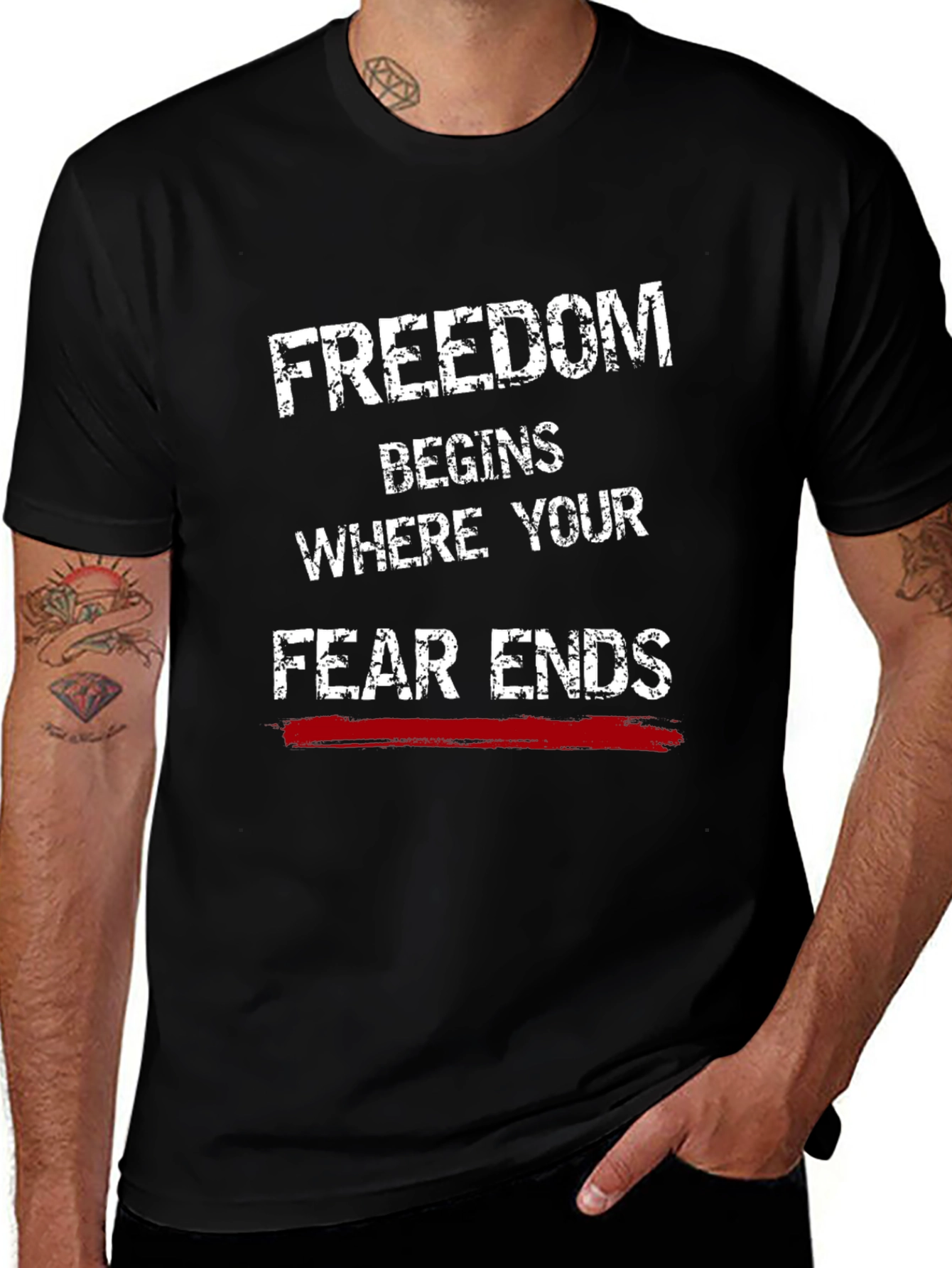 Freedom Begins Graphic Tee - Black Cotton Blend