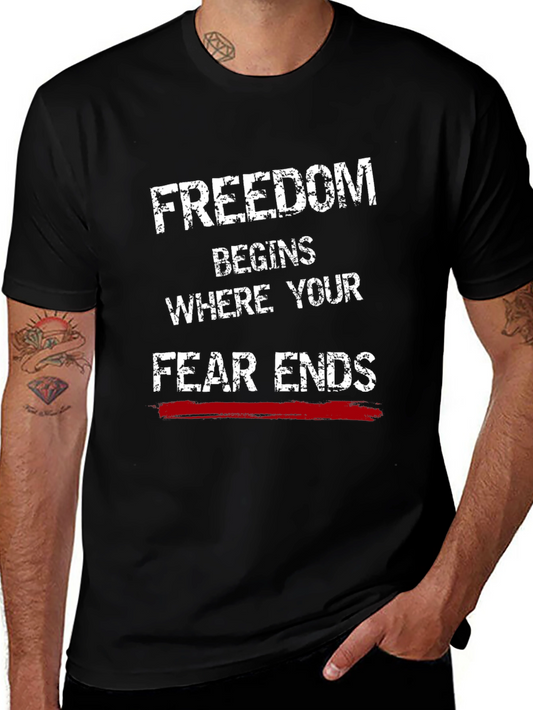 Freedom Begins Graphic Tee - Black Cotton Blend