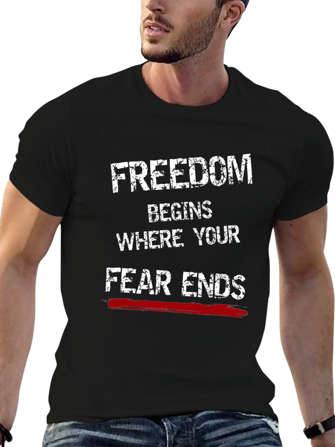 Freedom Begins Graphic Tee - Black Cotton Blend