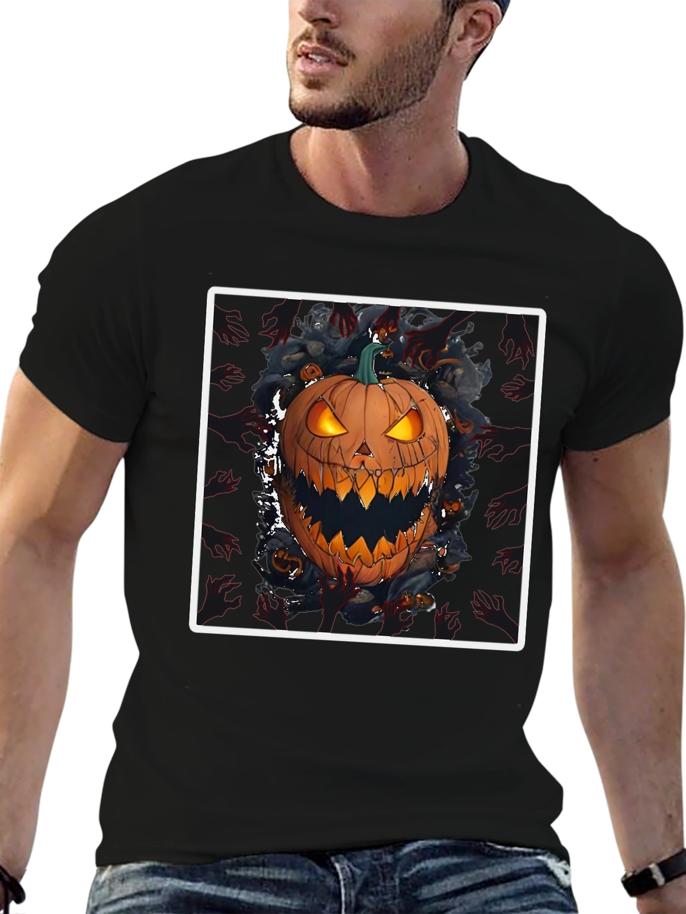 Spooky Pumpkin Graphic Tee - Halloween Shirt