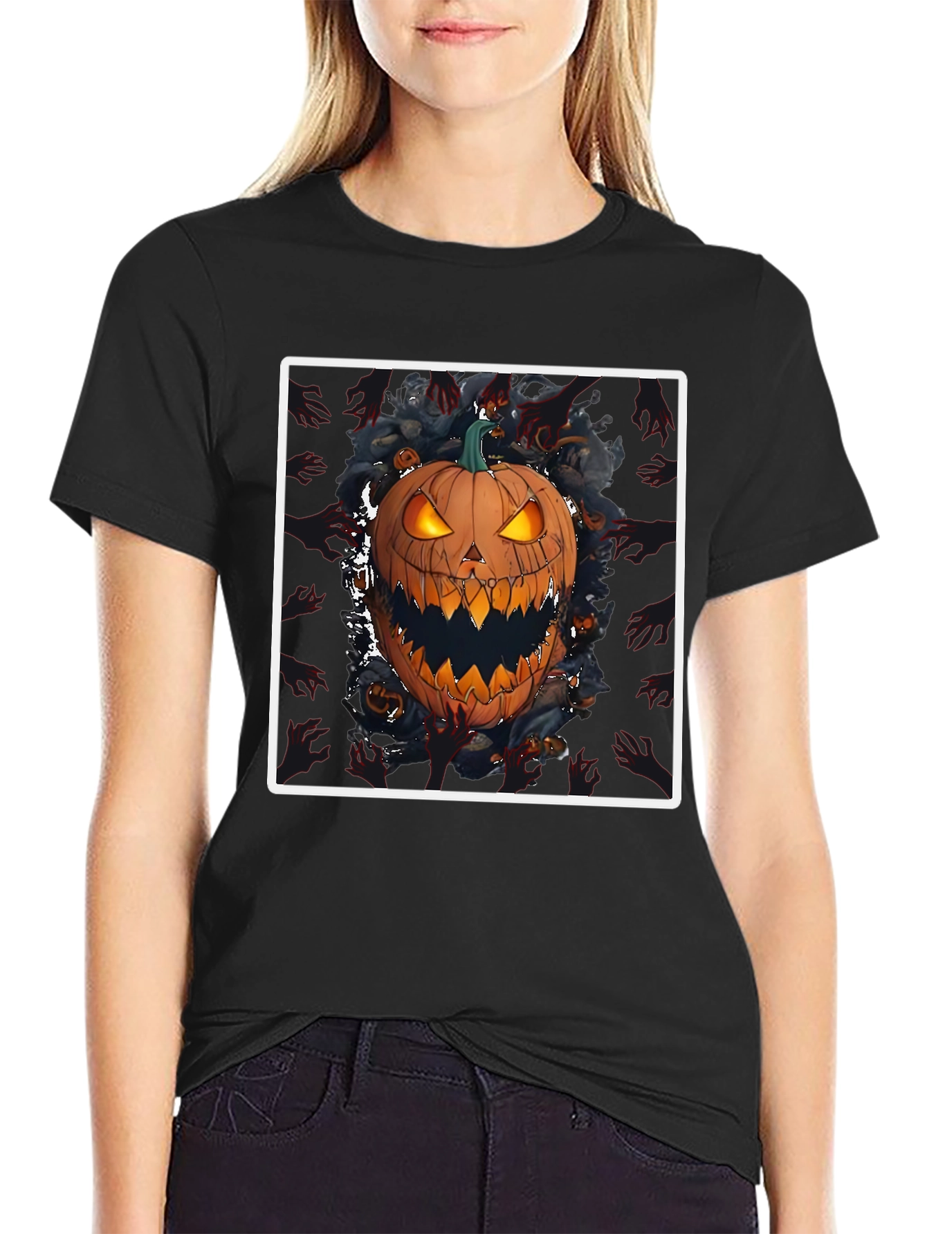Spooky Pumpkin Graphic Tee - Halloween Shirt