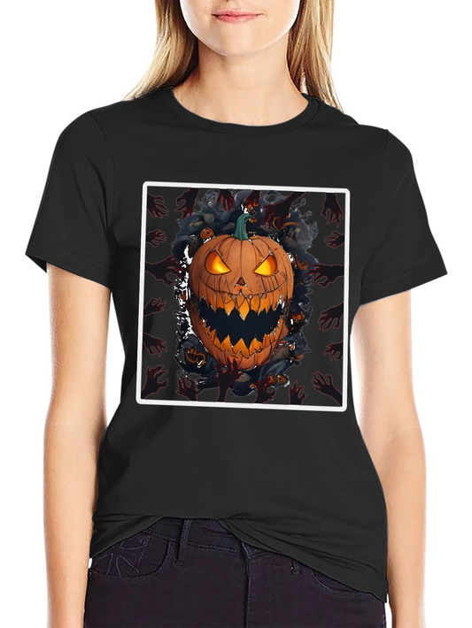 Spooky Pumpkin Graphic Tee - Halloween Shirt