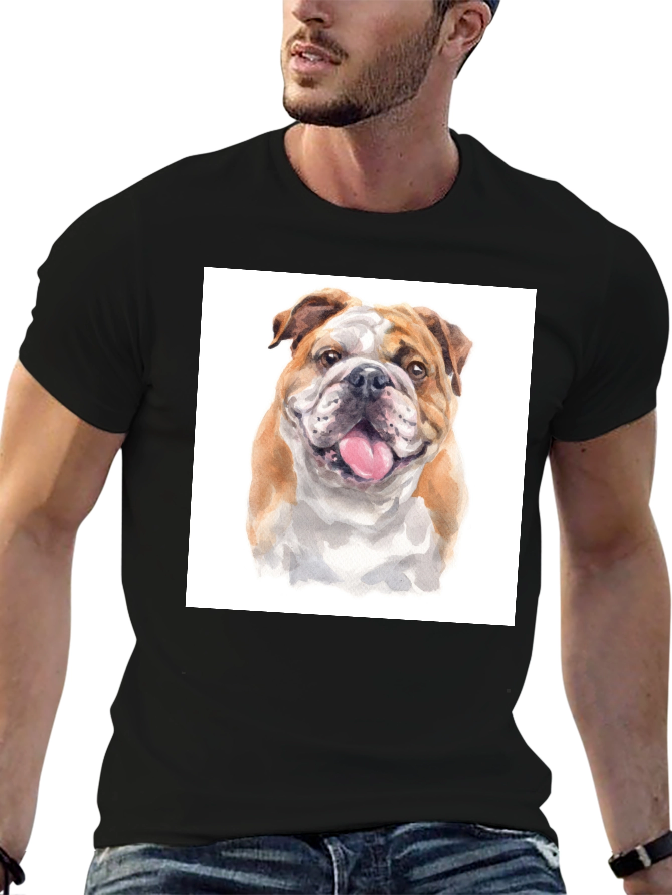 Bulldog Graphic T-Shirt - Black Cotton Tee