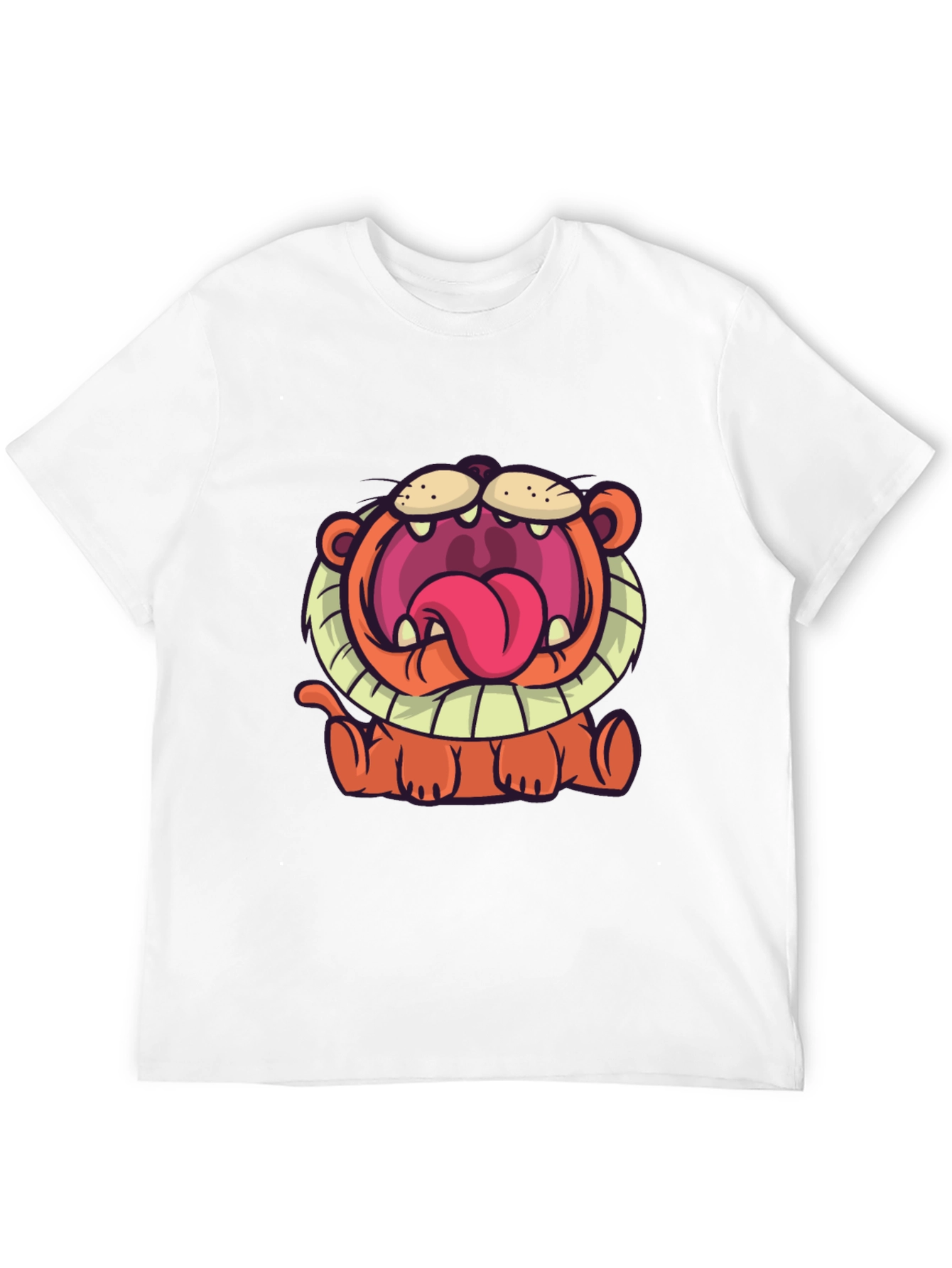Cartoon Lion Graphic T-Shirt - Unisex Black Tee