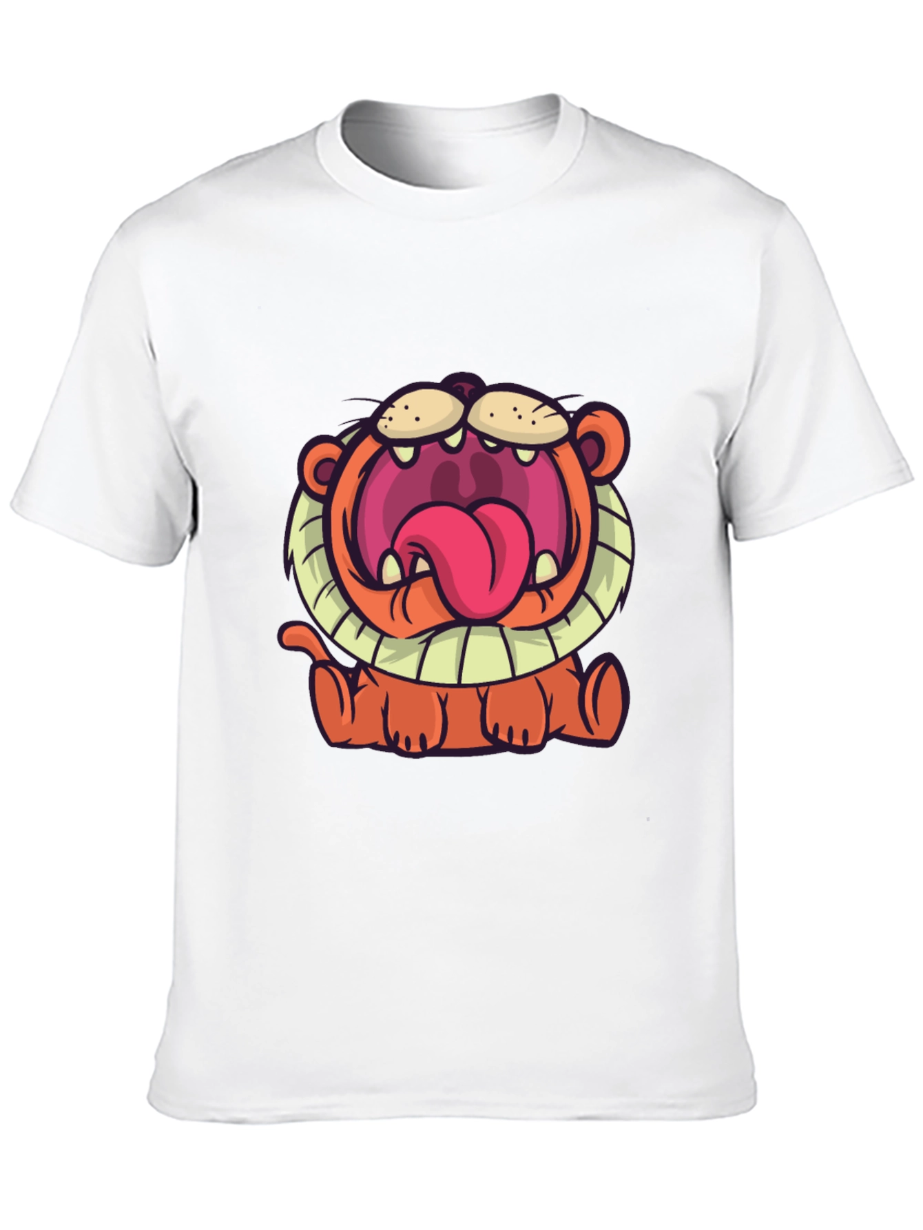 Cartoon Lion Graphic T-Shirt - Unisex Black Tee