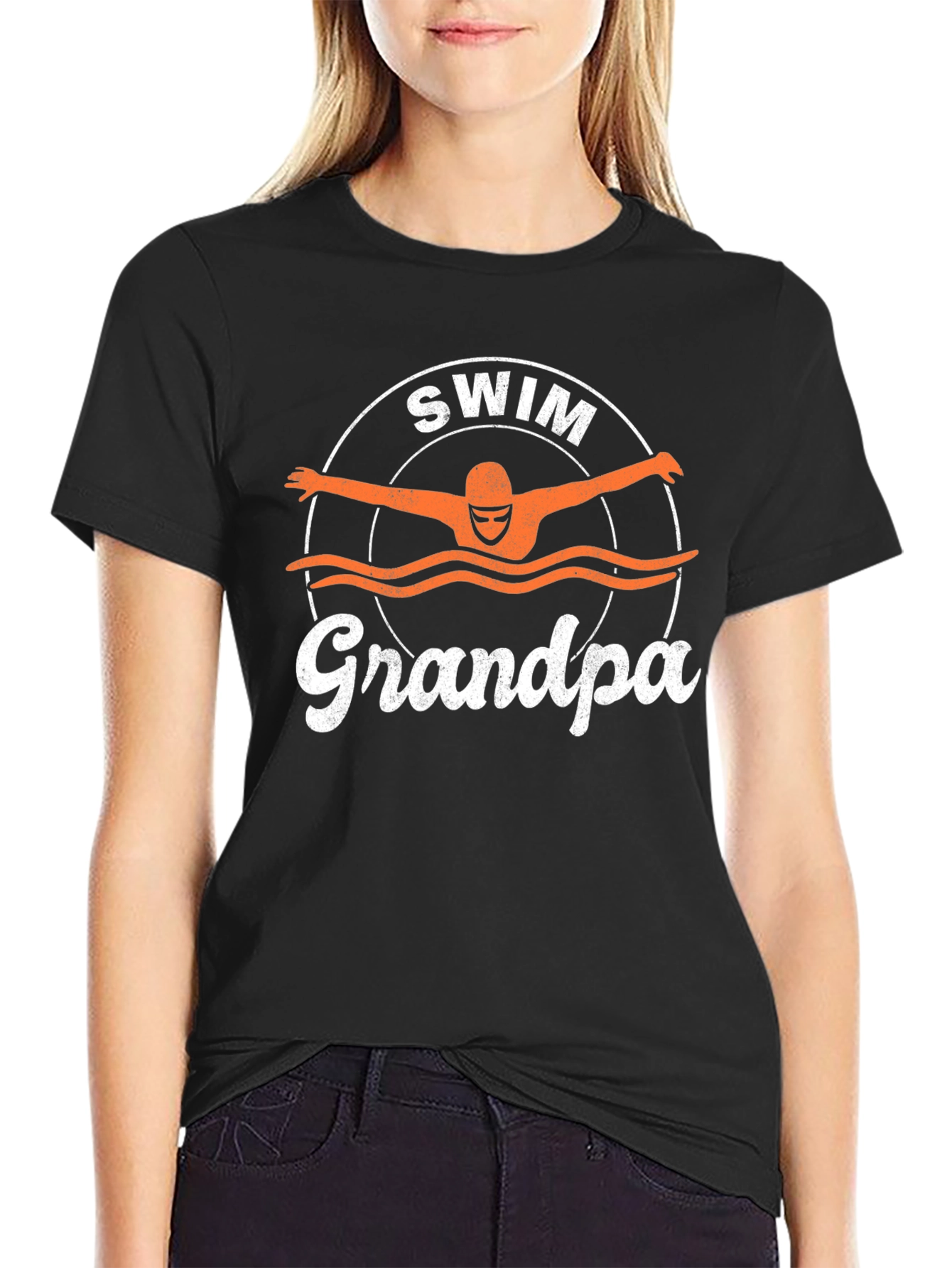 Swim Grandpa T-Shirt - Black Cotton Tee