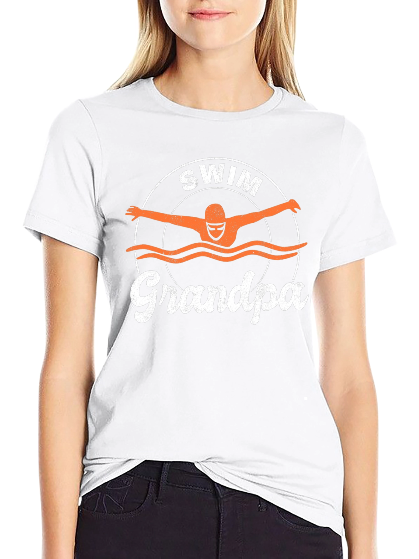 Swim Grandpa T-Shirt - Black Cotton Tee