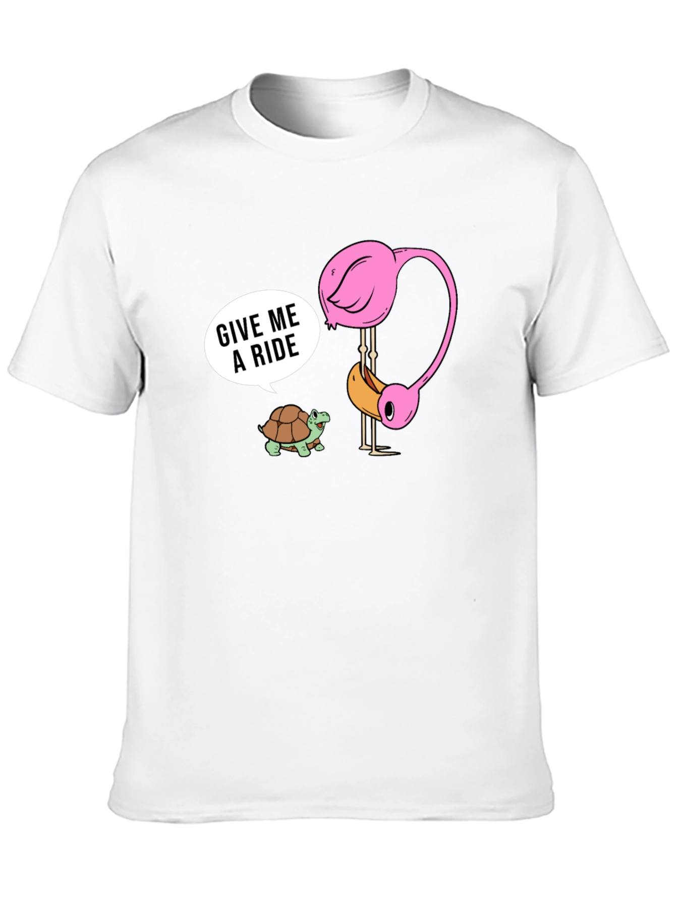 Funny Flamingo & Turtle Ride T-Shirt