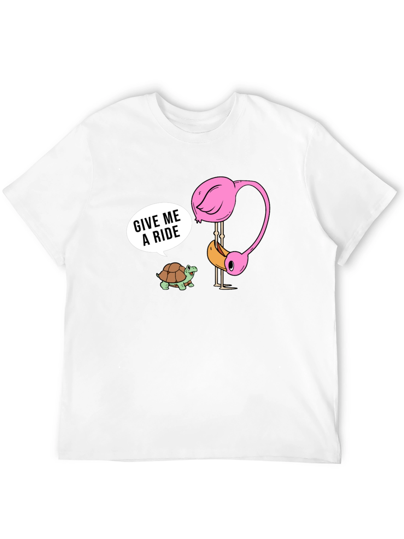 Funny Flamingo & Turtle Ride T-Shirt