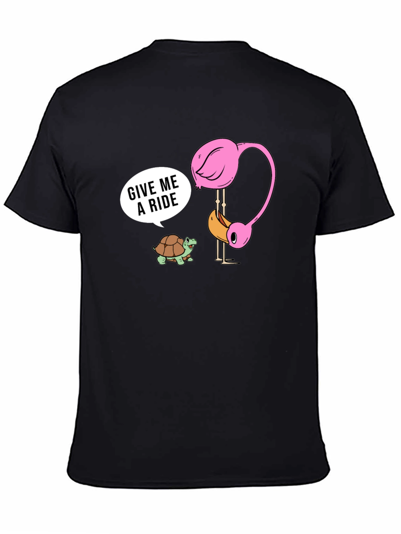 Funny Flamingo & Turtle Ride T-Shirt