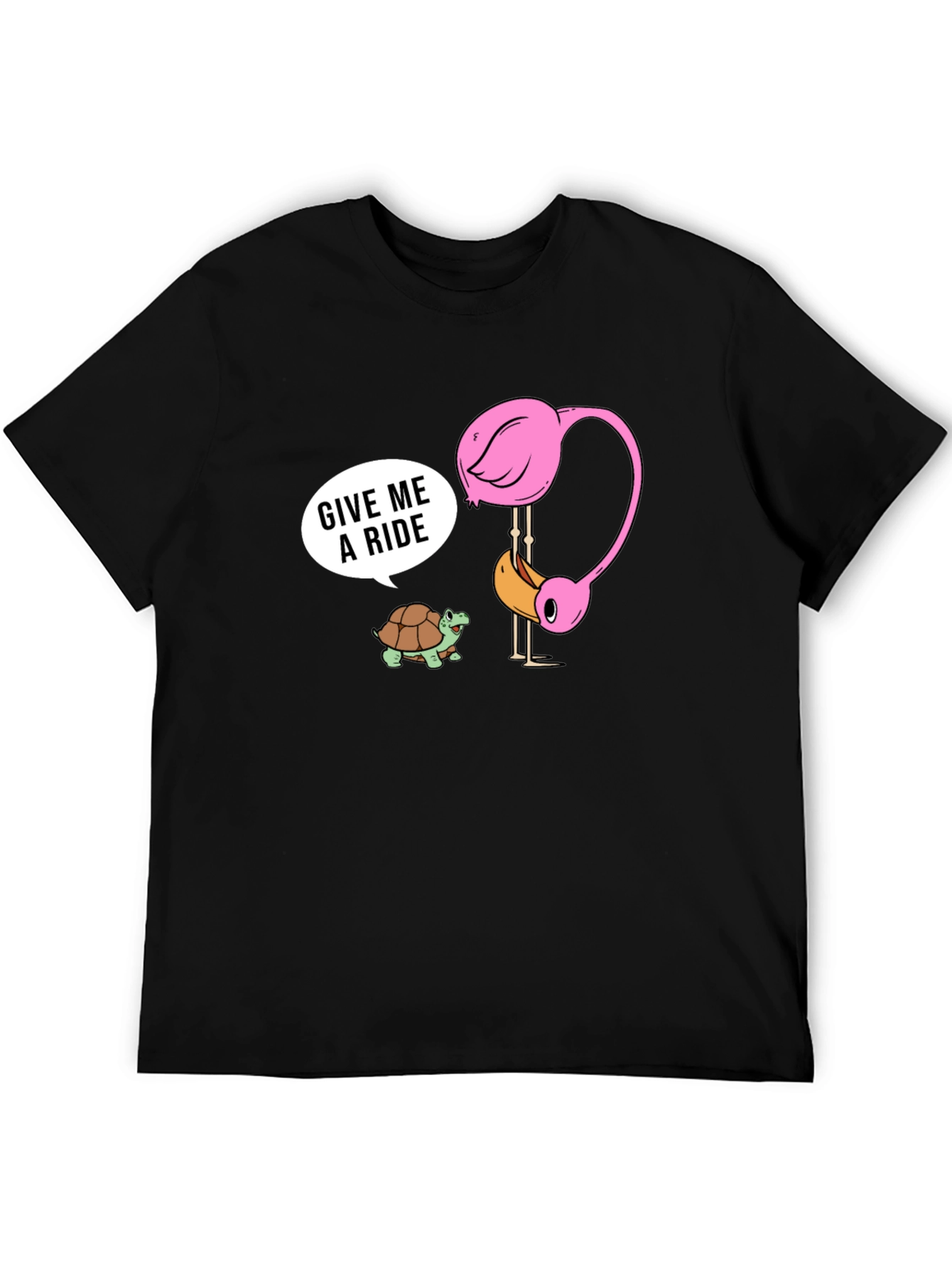 Funny Flamingo & Turtle Ride T-Shirt