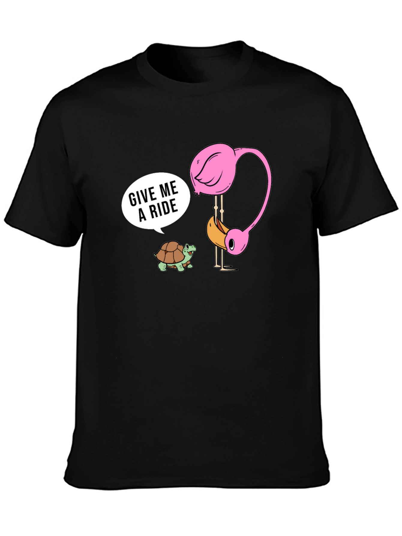 Funny Flamingo & Turtle Ride T-Shirt