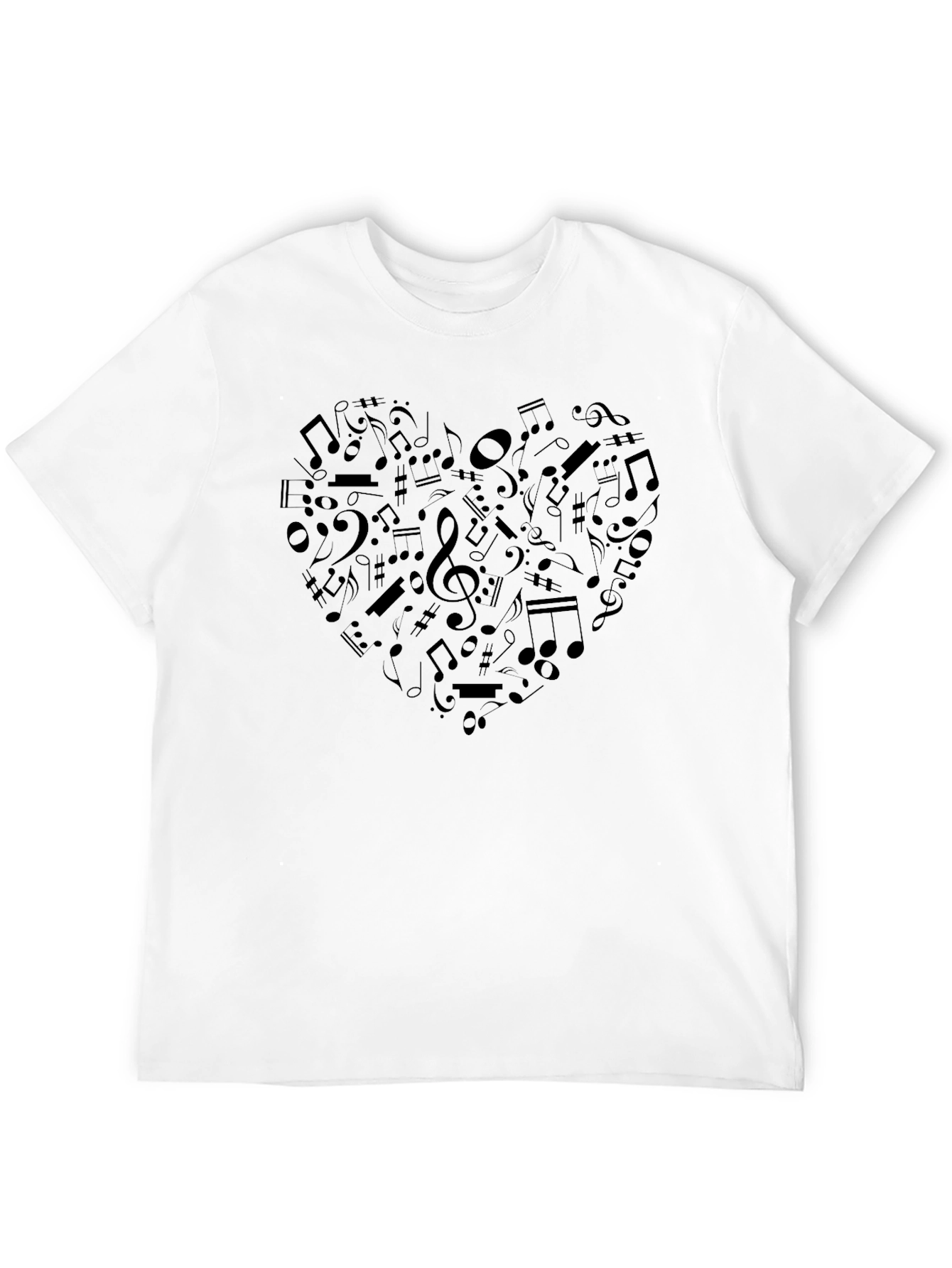 Music Heart Graphic Tee - Black Crew Neck T-Shirt
