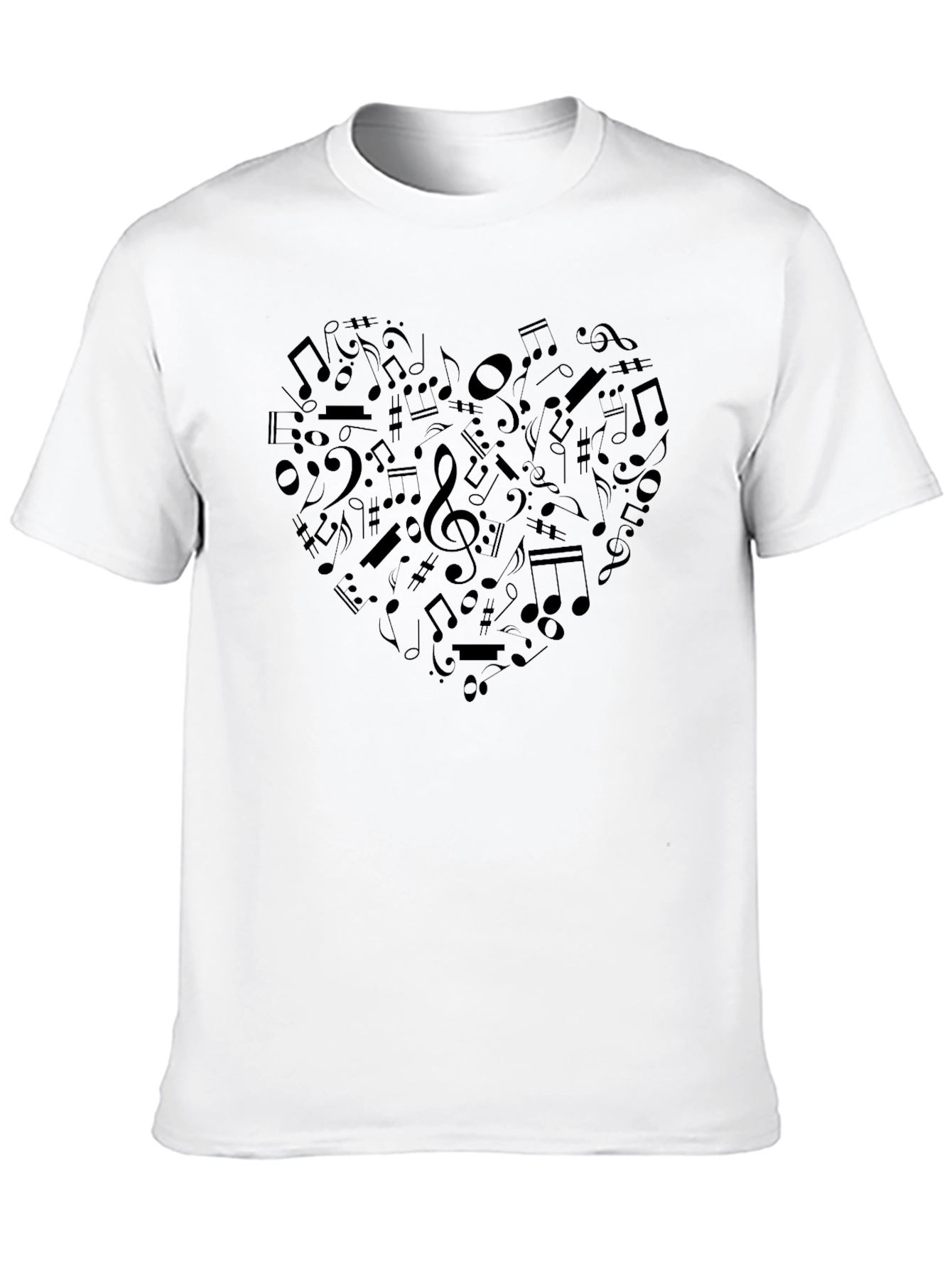 Music Heart Graphic Tee - Black Crew Neck T-Shirt
