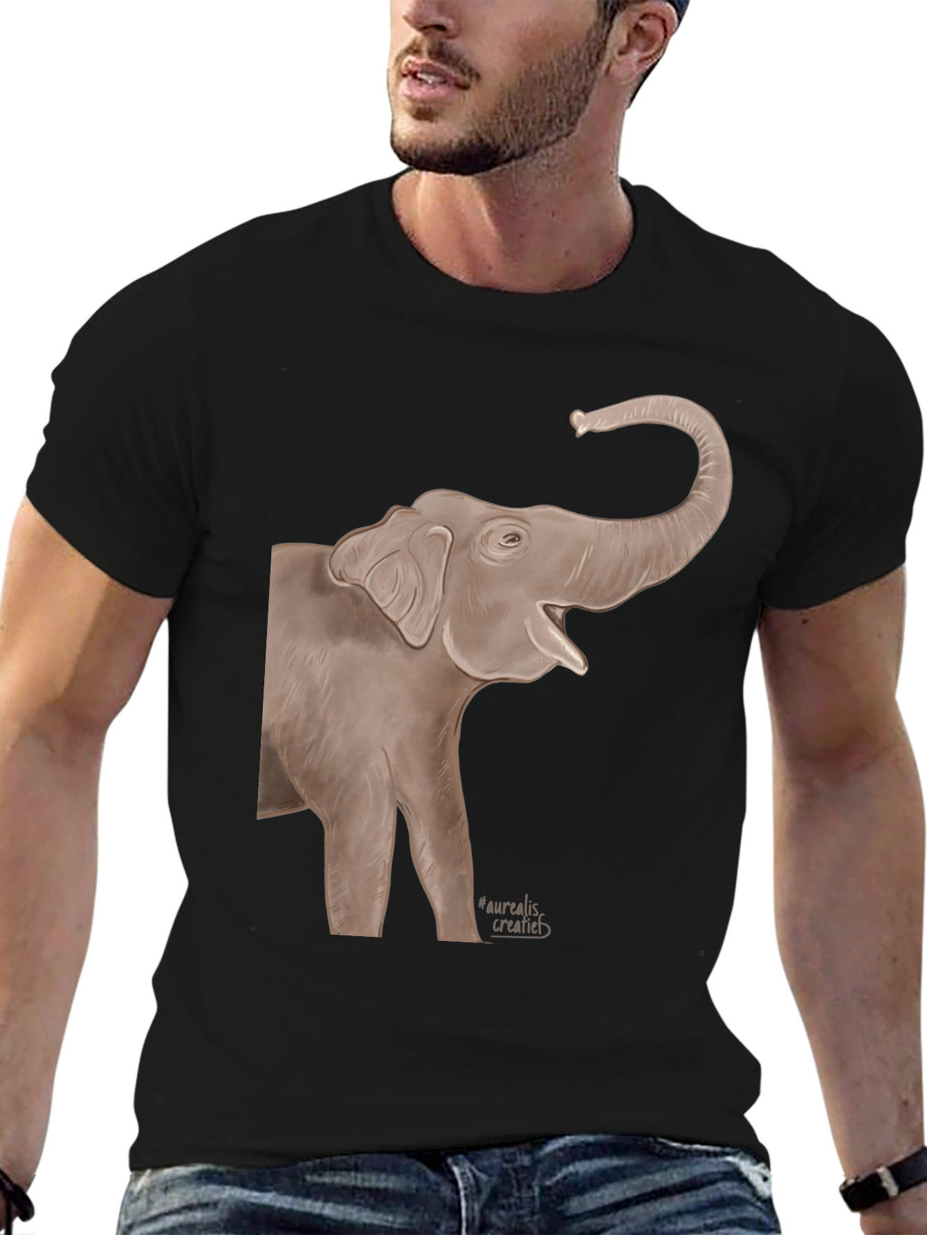 Elephant Graphic T-Shirt - Unisex Black Tee