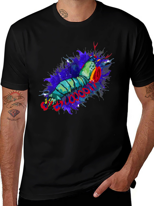 Mantis Shrimp Graphic Print Black T-Shirt
