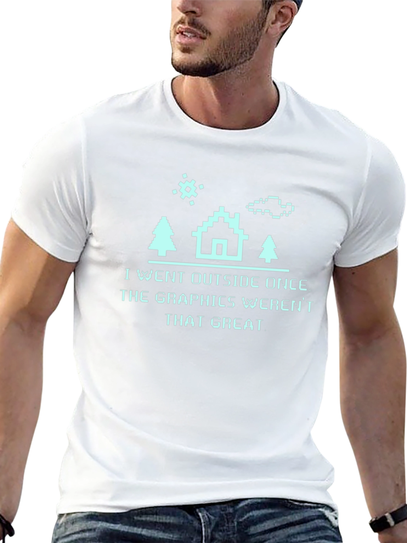 I Went Outside T-Shirt - Funny Pixel Graphics Tee