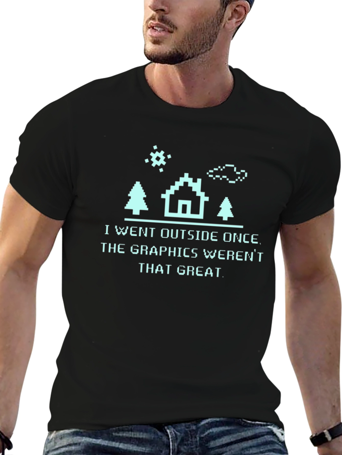 I Went Outside T-Shirt - Funny Pixel Graphics Tee