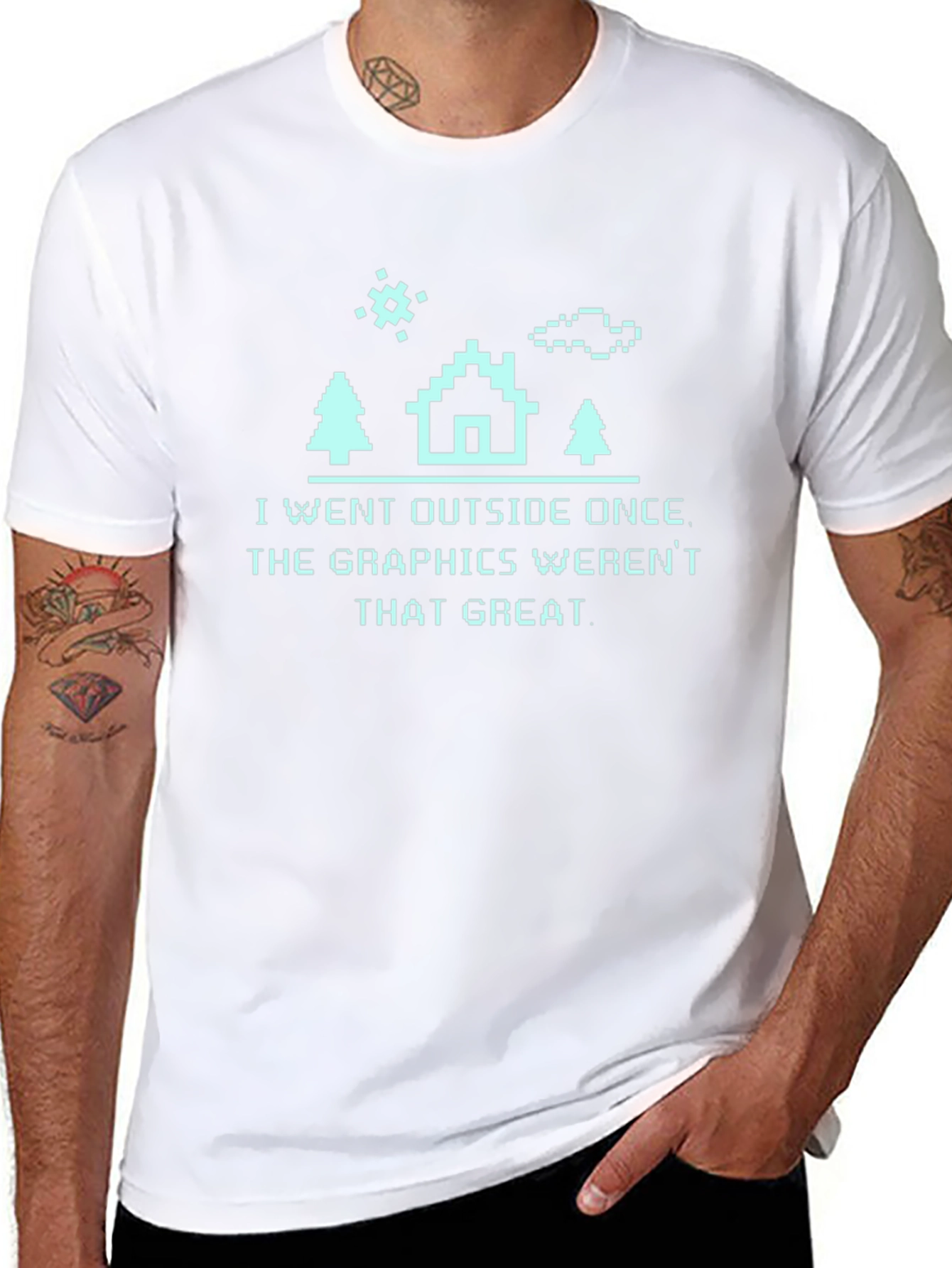 I Went Outside T-Shirt - Funny Pixel Graphics Tee