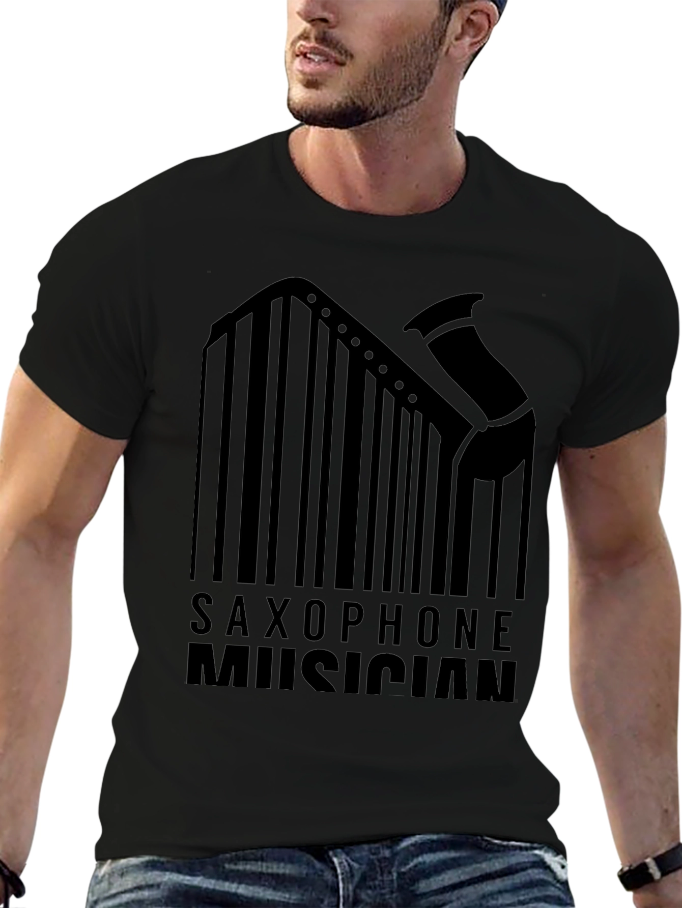 Saxophone Musician Barcode Design T-Shirt