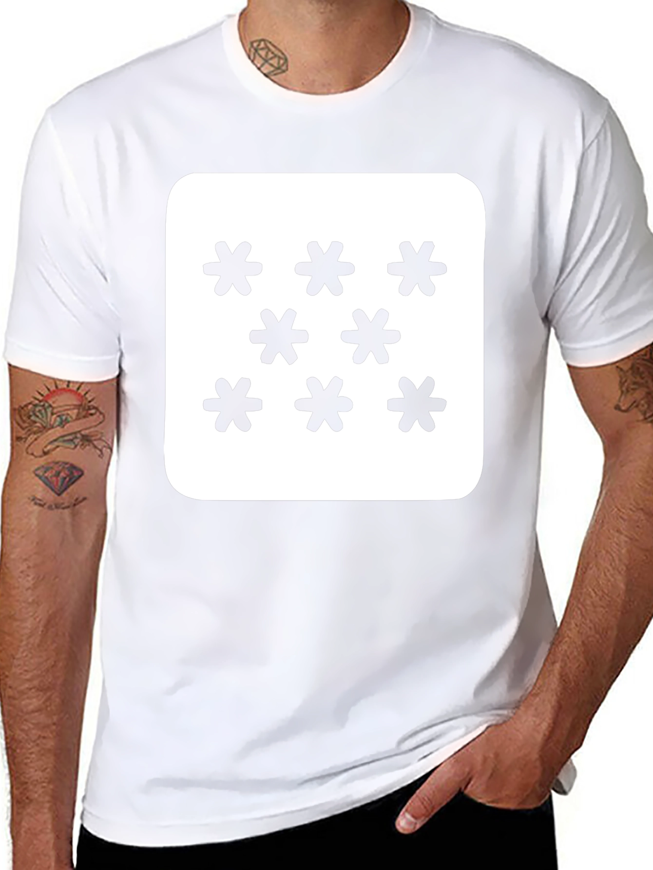 Geometric Snowflake Pattern Black T-Shirt