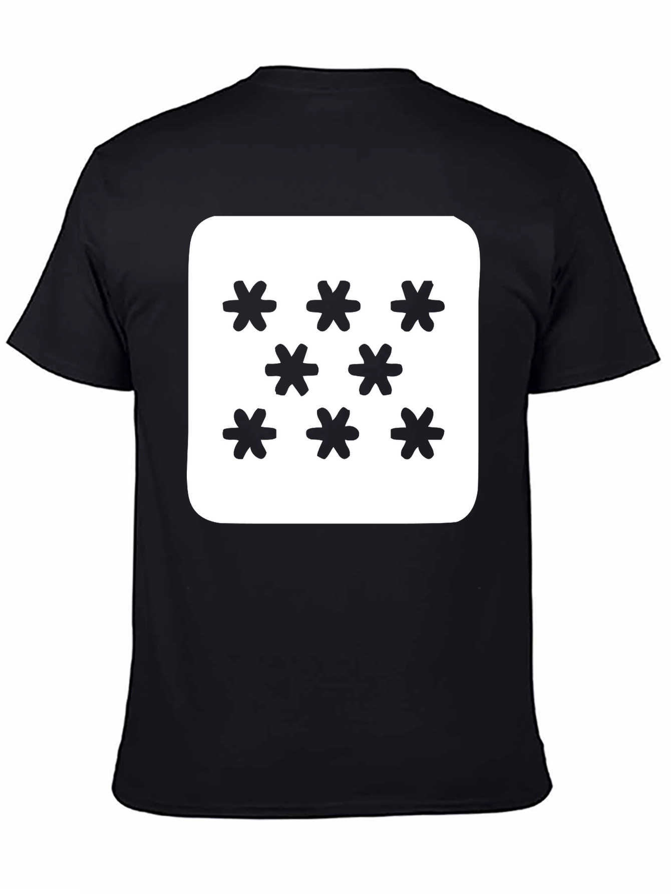 Geometric Snowflake Pattern Black T-Shirt