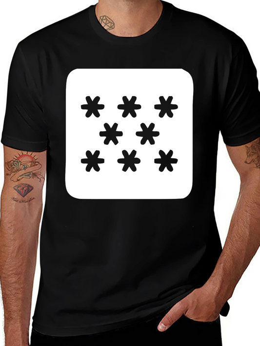 Geometric Snowflake Pattern Black T-Shirt