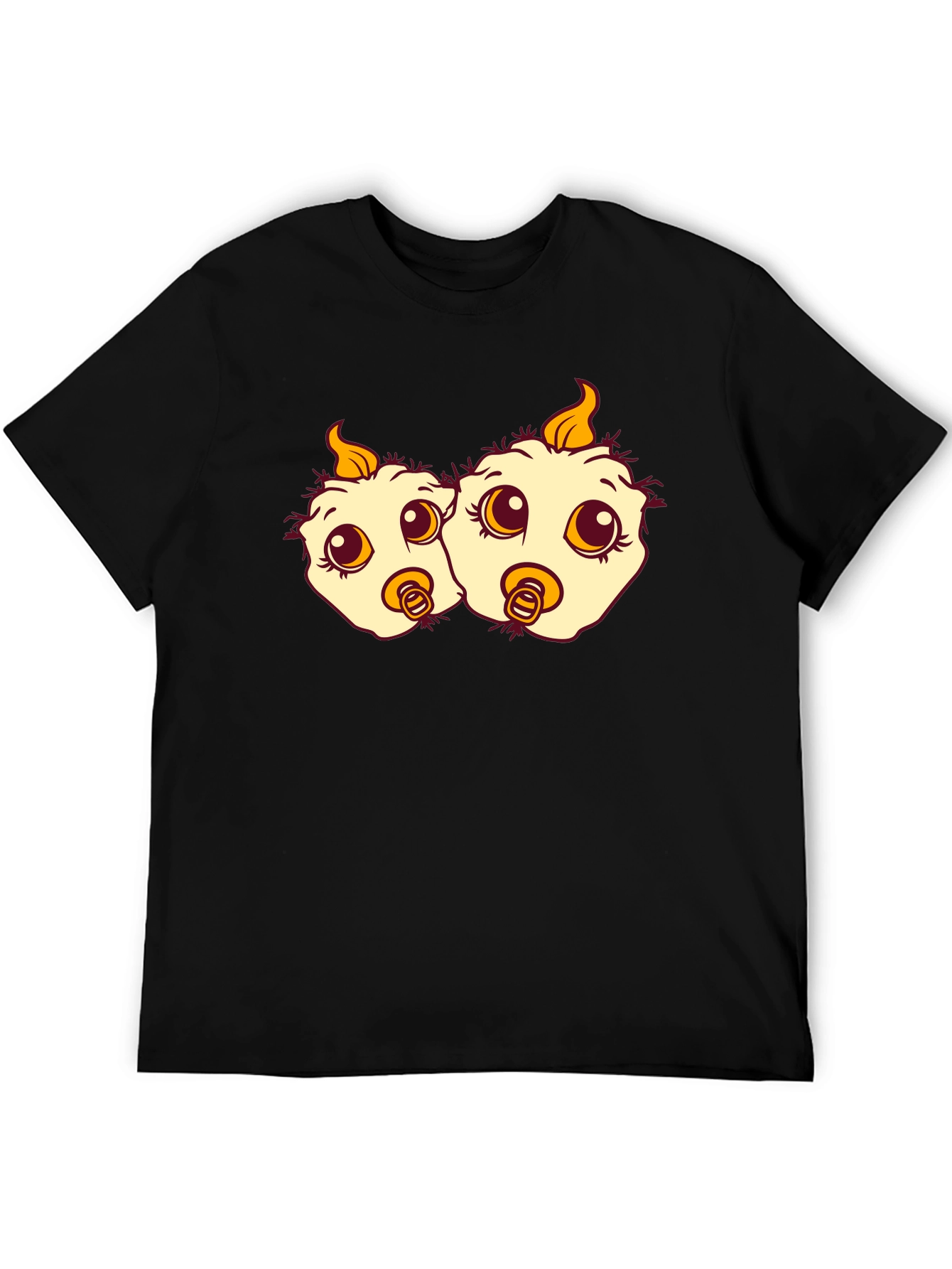 Cartoon Chick Twins Black T-Shirt