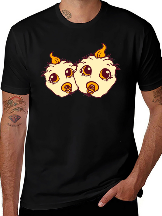 Cartoon Chick Twins Black T-Shirt
