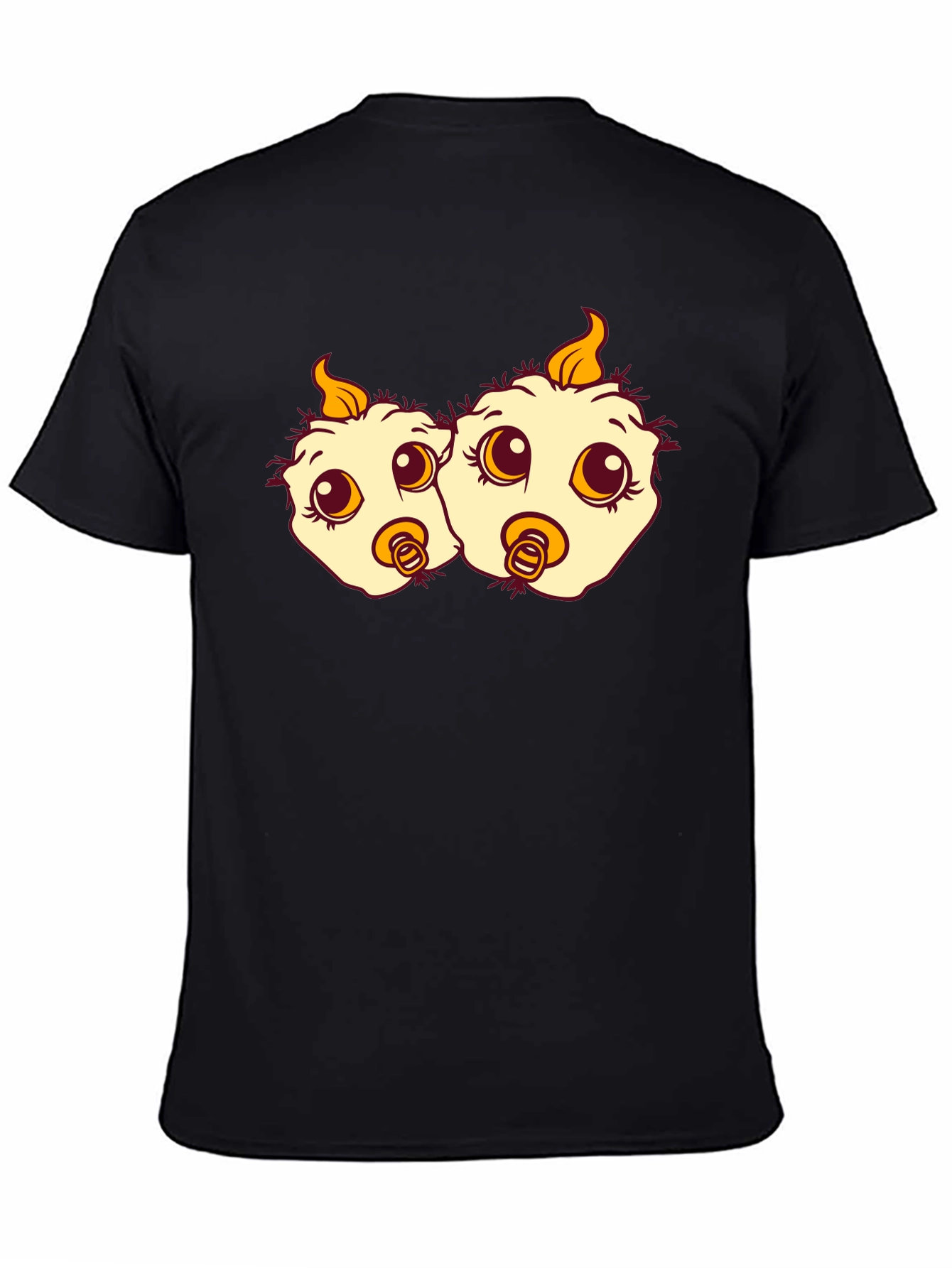 Cartoon Chick Twins Black T-Shirt