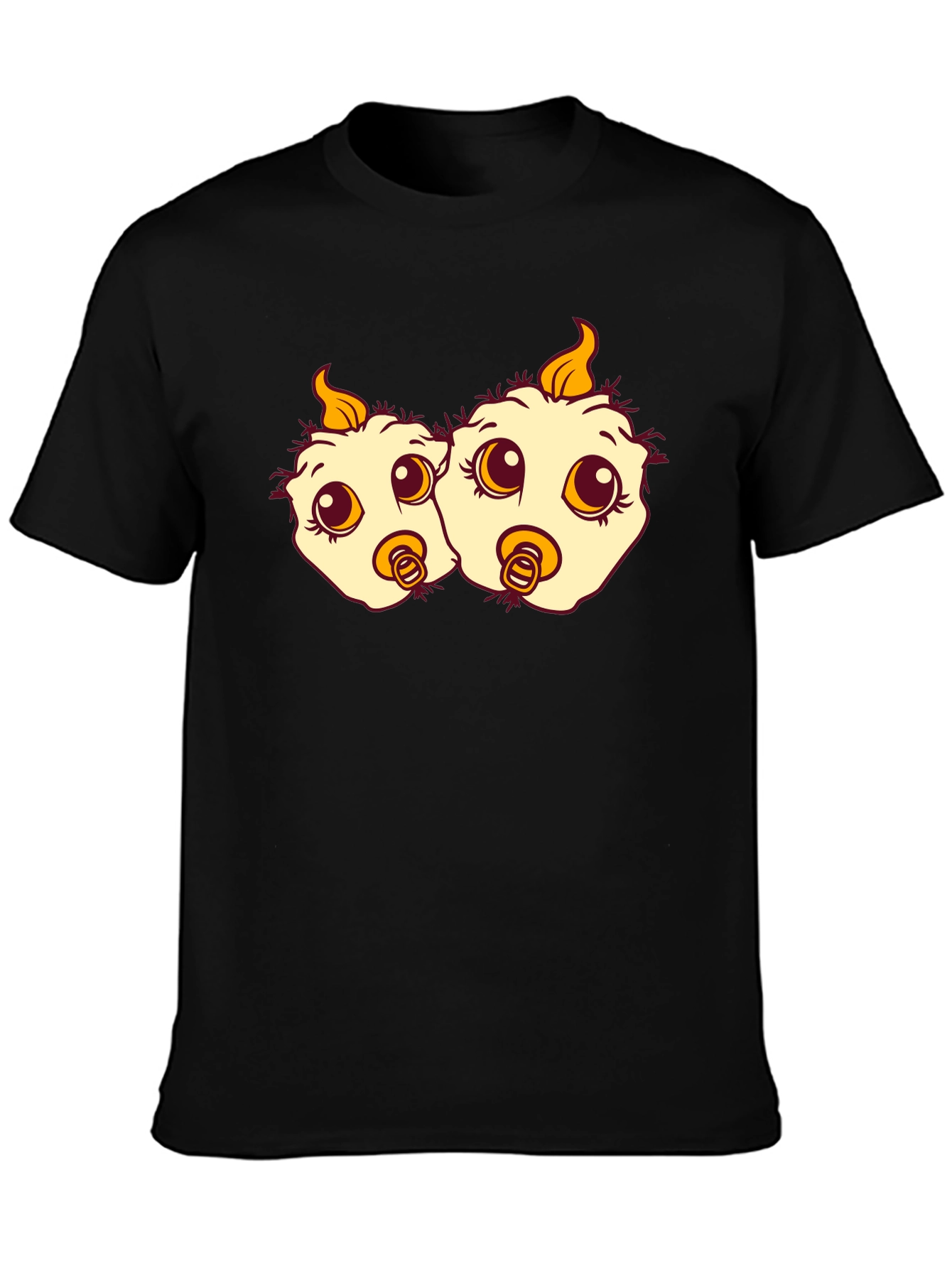 Cartoon Chick Twins Black T-Shirt