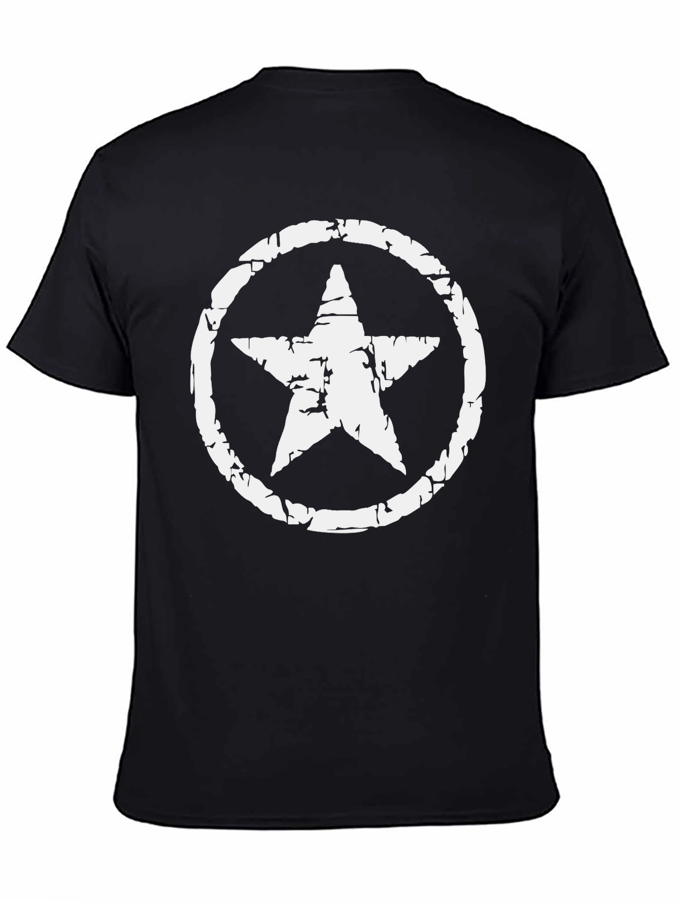 Distressed Star Graphic Tee - Black Cotton Blend