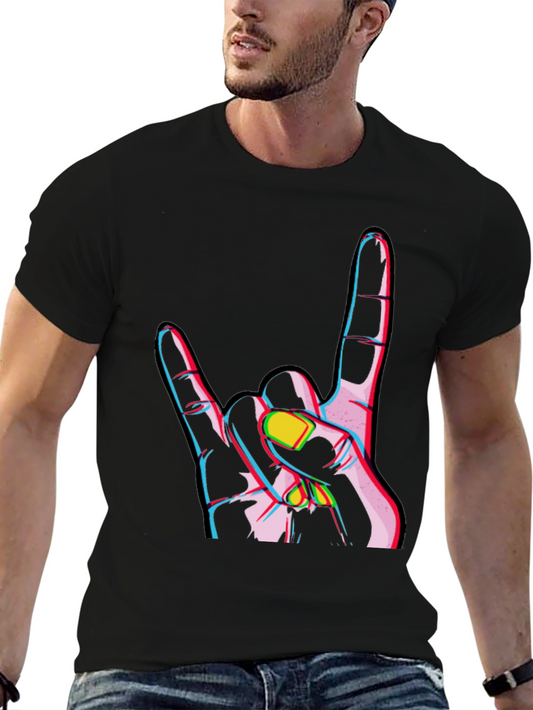 Rock On Gesture Graphic Tee - Black