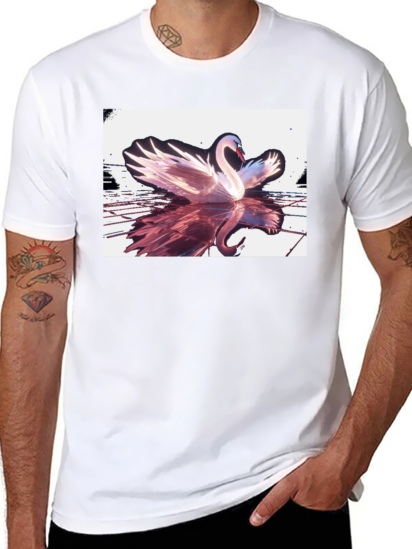 Swan Reflection Graphic Tee - Black