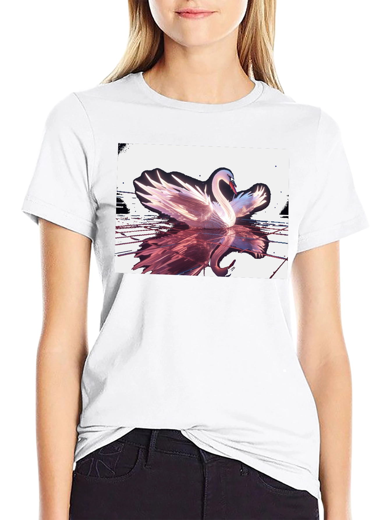 Swan Reflection Graphic Tee - Black