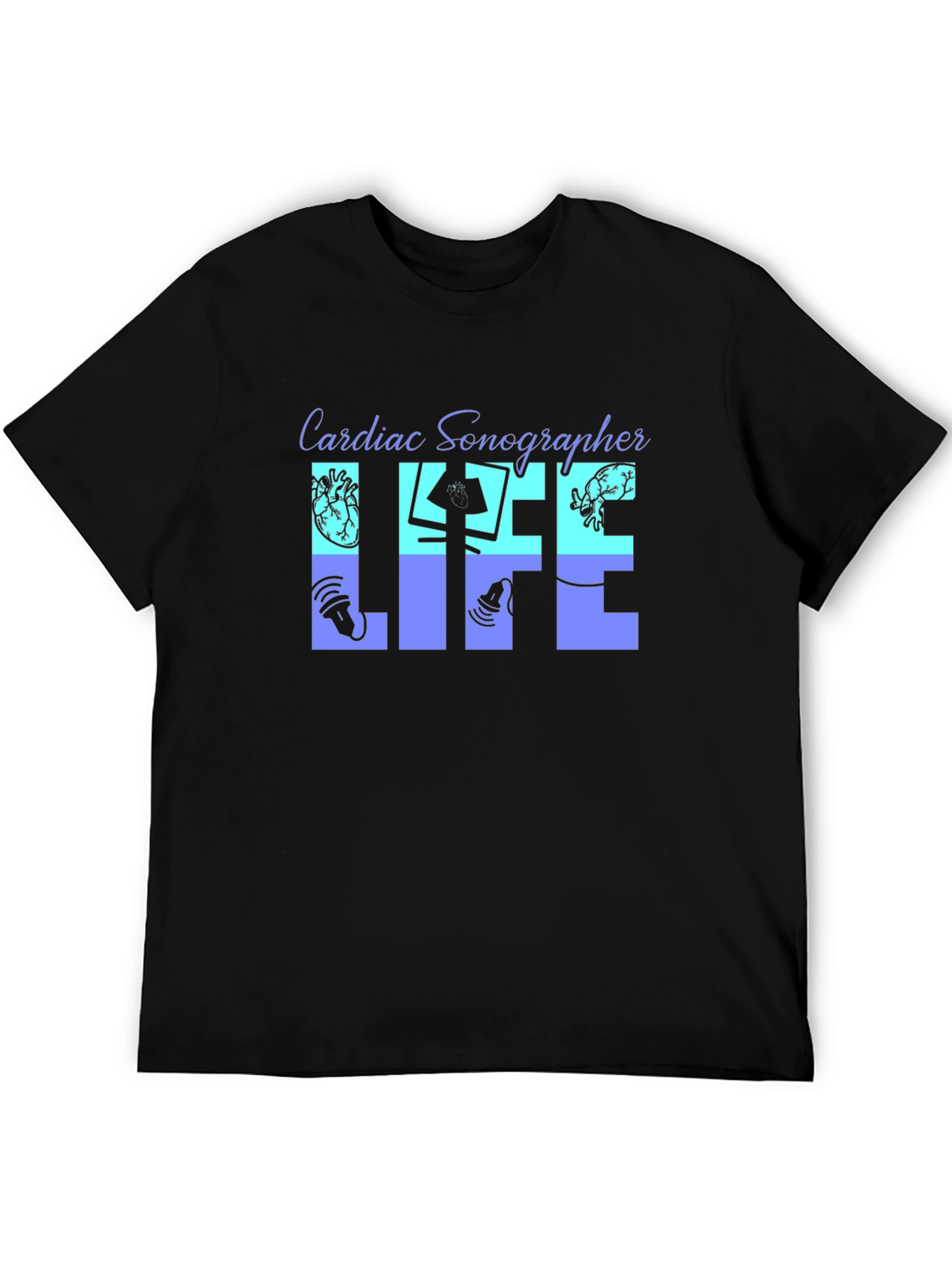 Cardiac Sonographer Life Black T-Shirt