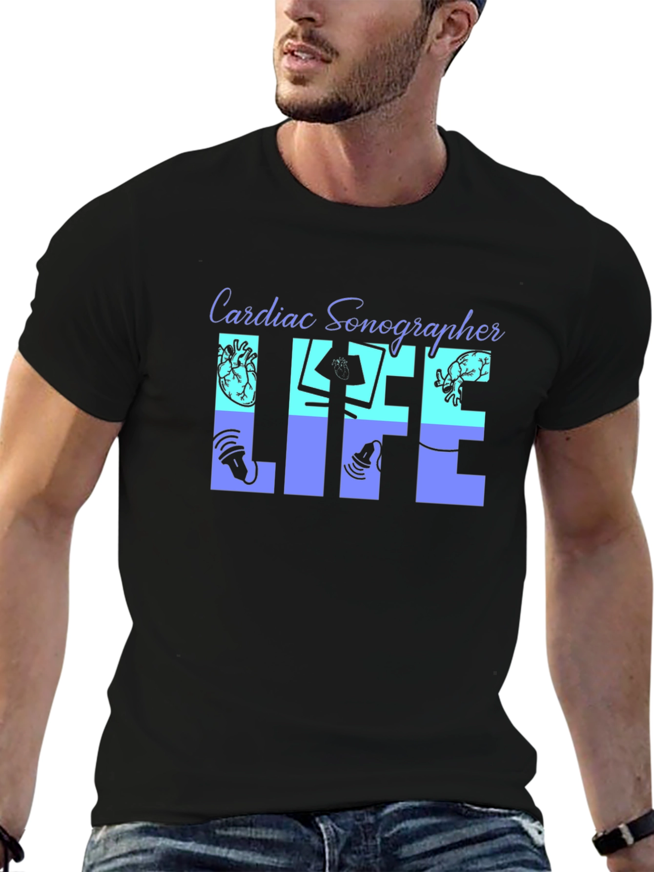 Cardiac Sonographer Life Black T-Shirt