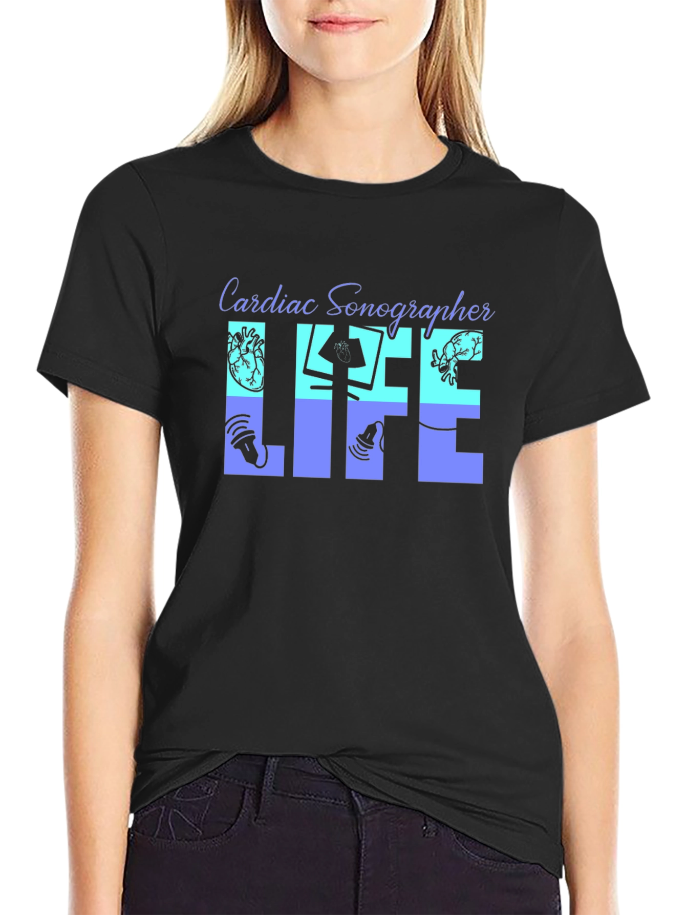 Cardiac Sonographer Life Black T-Shirt