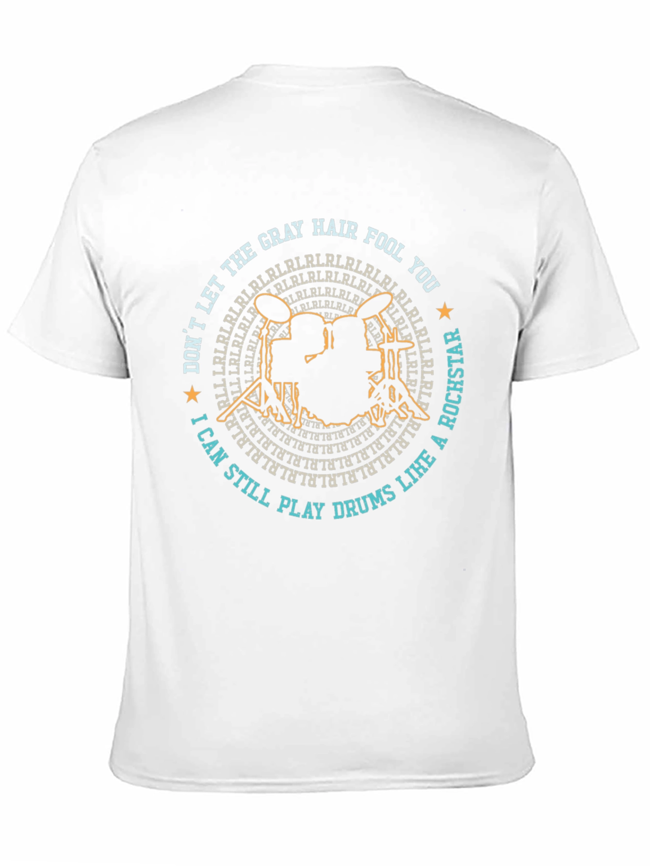 Gray Hair Fool Drummer Rockstar Graphic T-Shirt