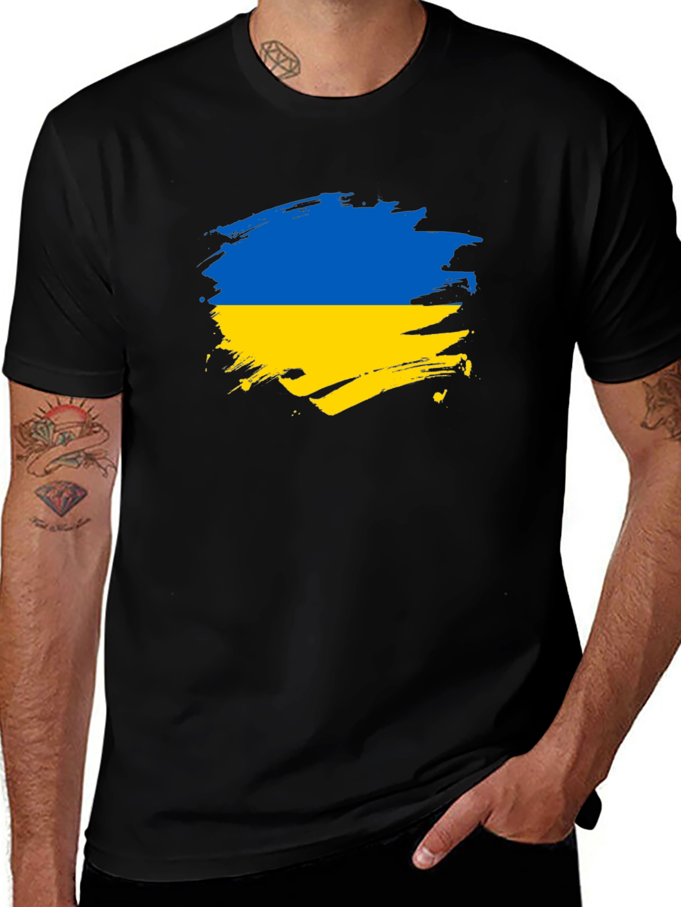 Ukraine Flag Brushstroke T-Shirt - Support Ukraine