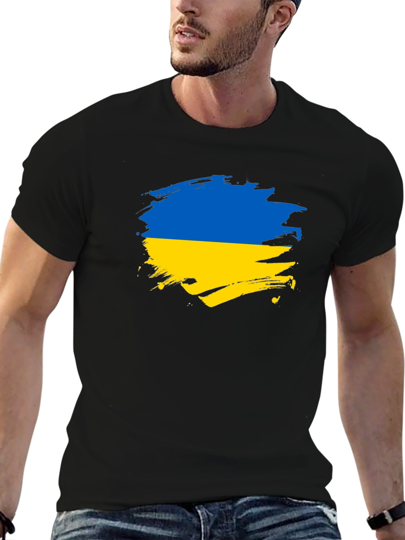 Ukraine Flag Brushstroke T-Shirt - Support Ukraine