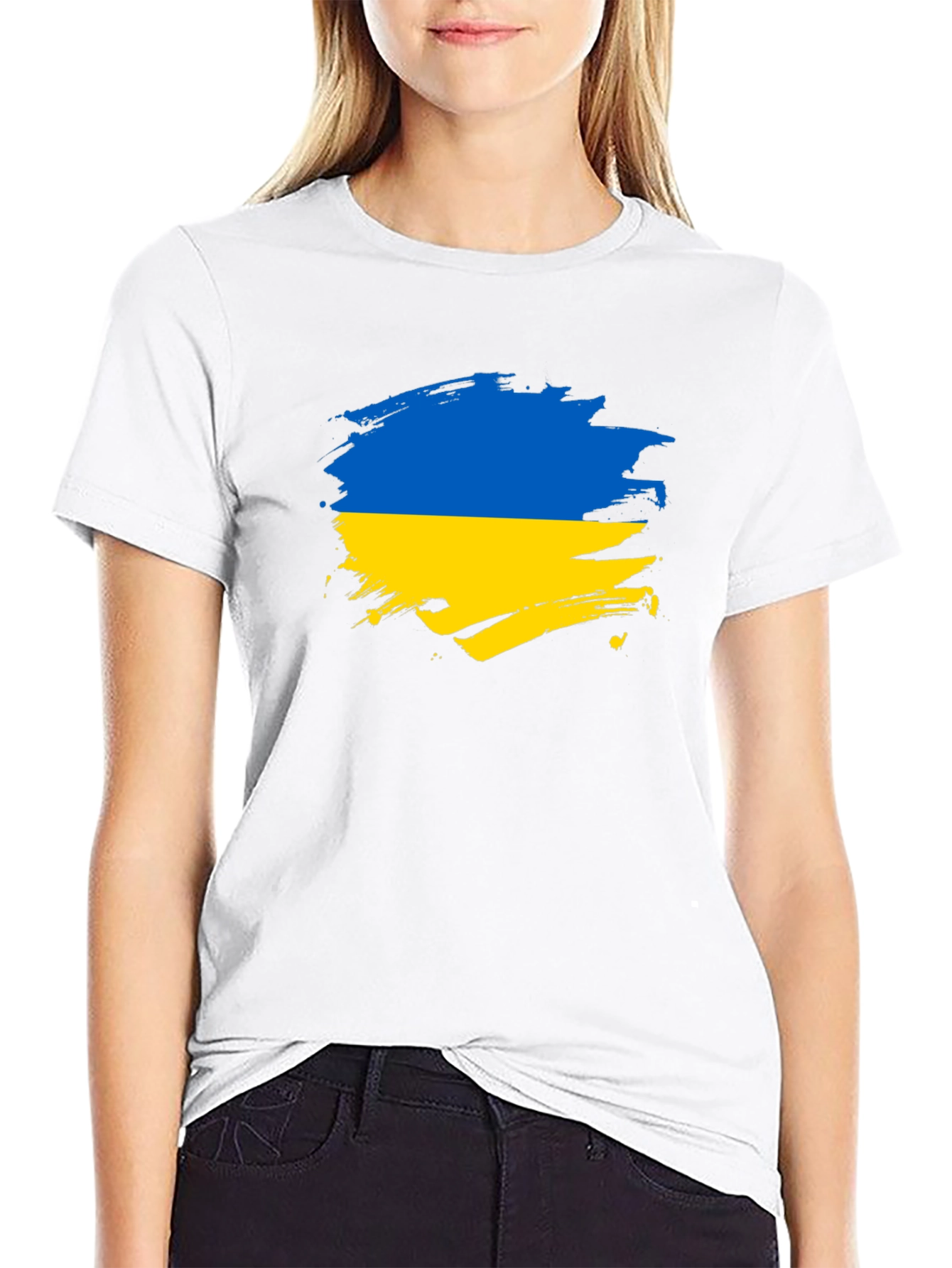 Ukraine Flag Brushstroke T-Shirt - Support Ukraine
