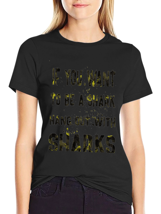 Motivational Shark Graphic Tee - Black