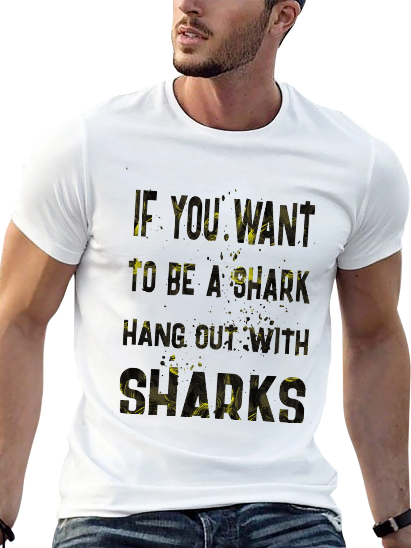 Motivational Shark Graphic Tee - Black