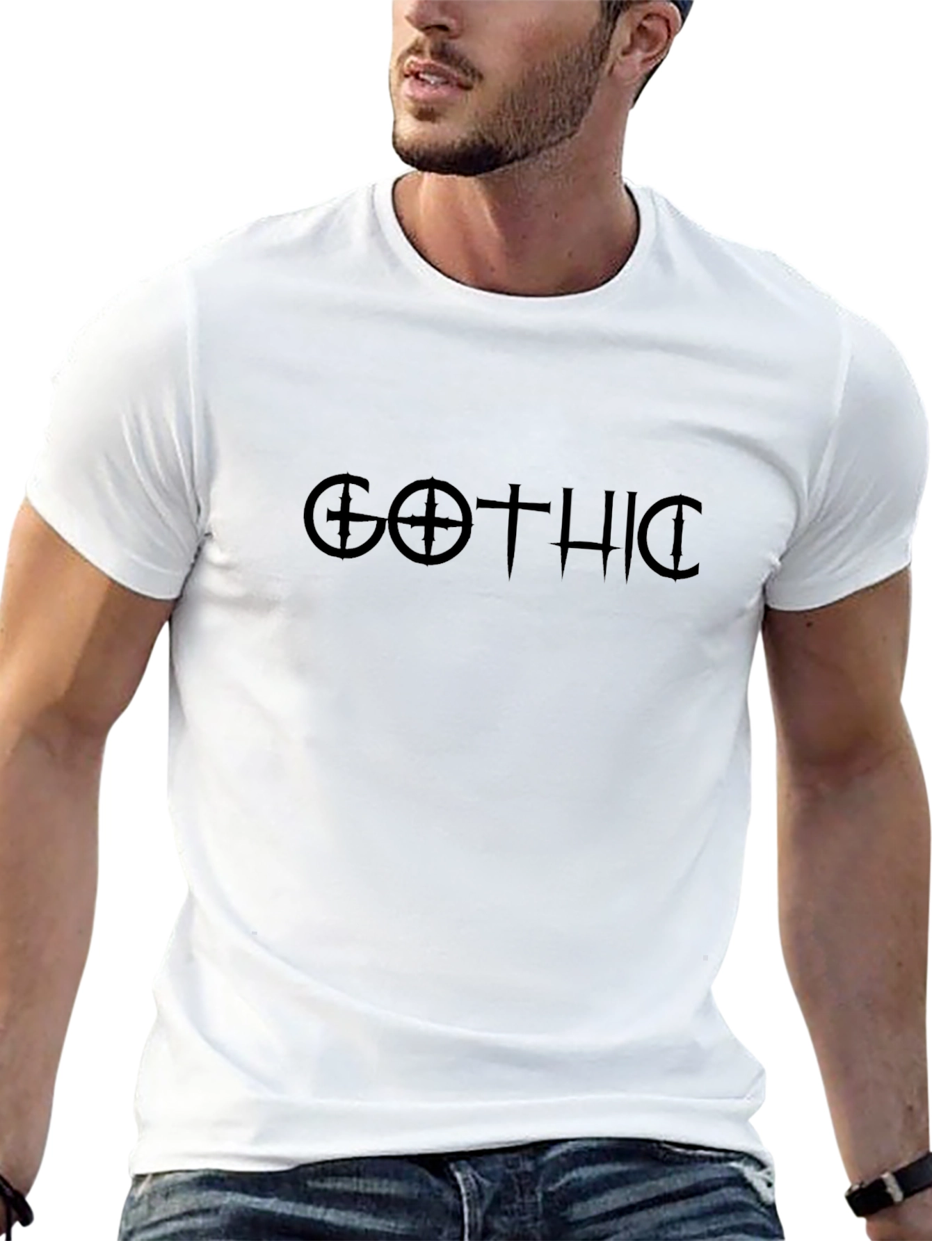 Gothic Graphic Print T-Shirt - Black