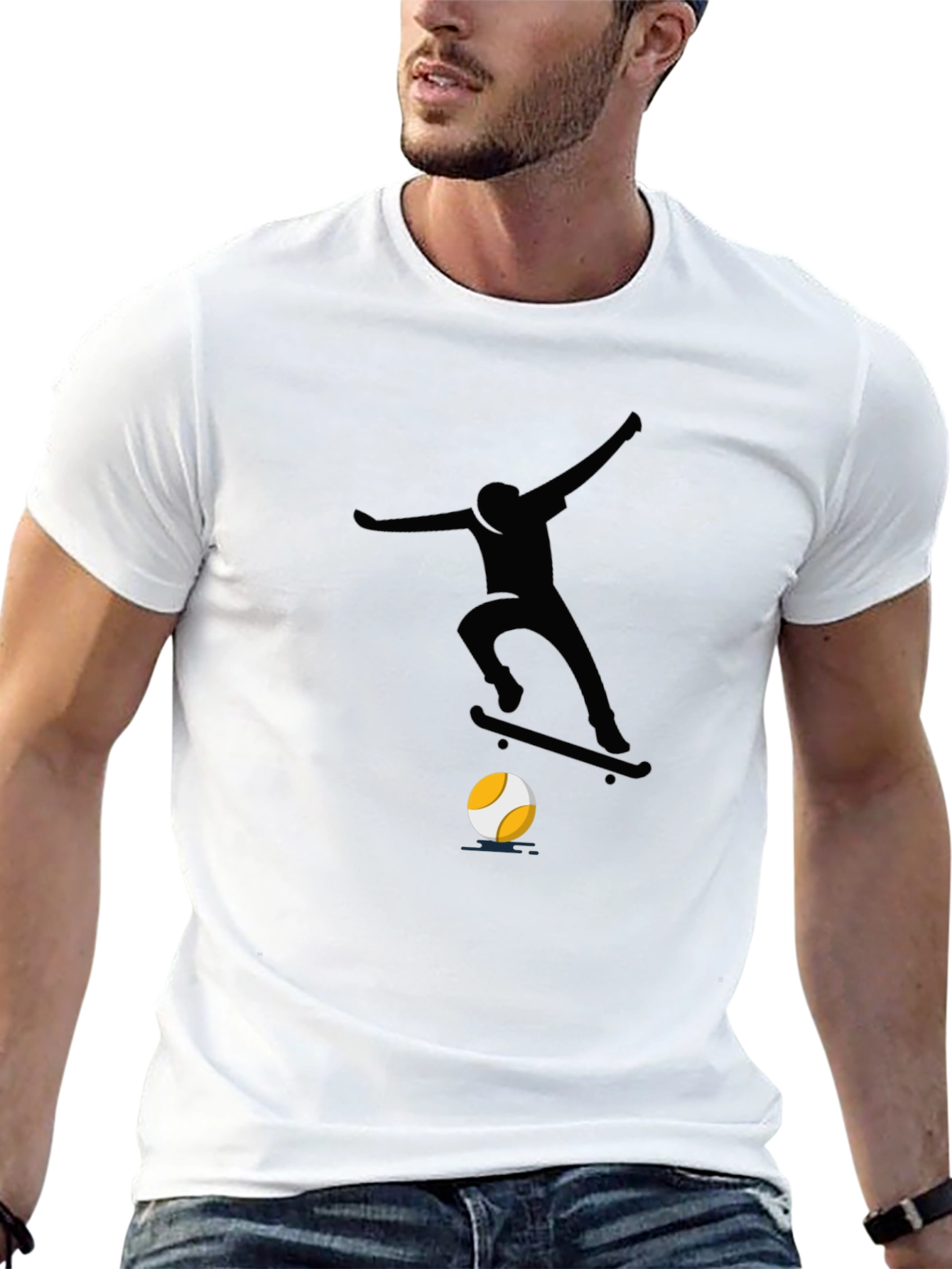 Cool Skateboarder Graphic Tee - Black