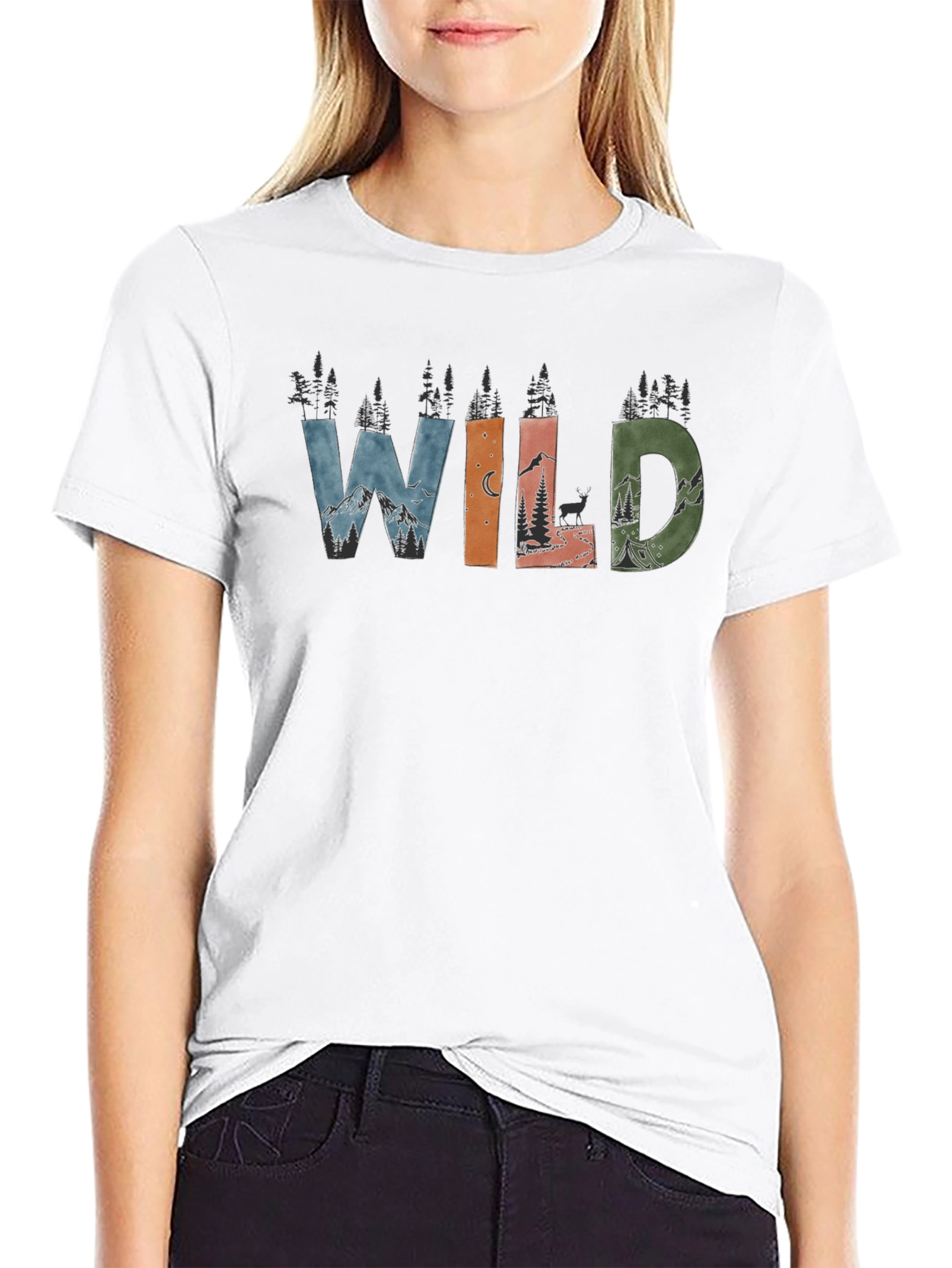 Wild Nature Graphic Tee - Black Cotton Blend