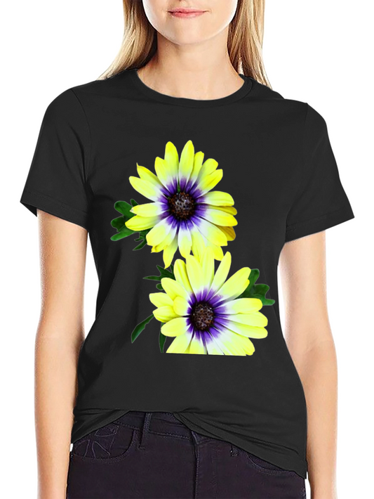 Floral T-Shirt: Yellow & Purple Daisy Print