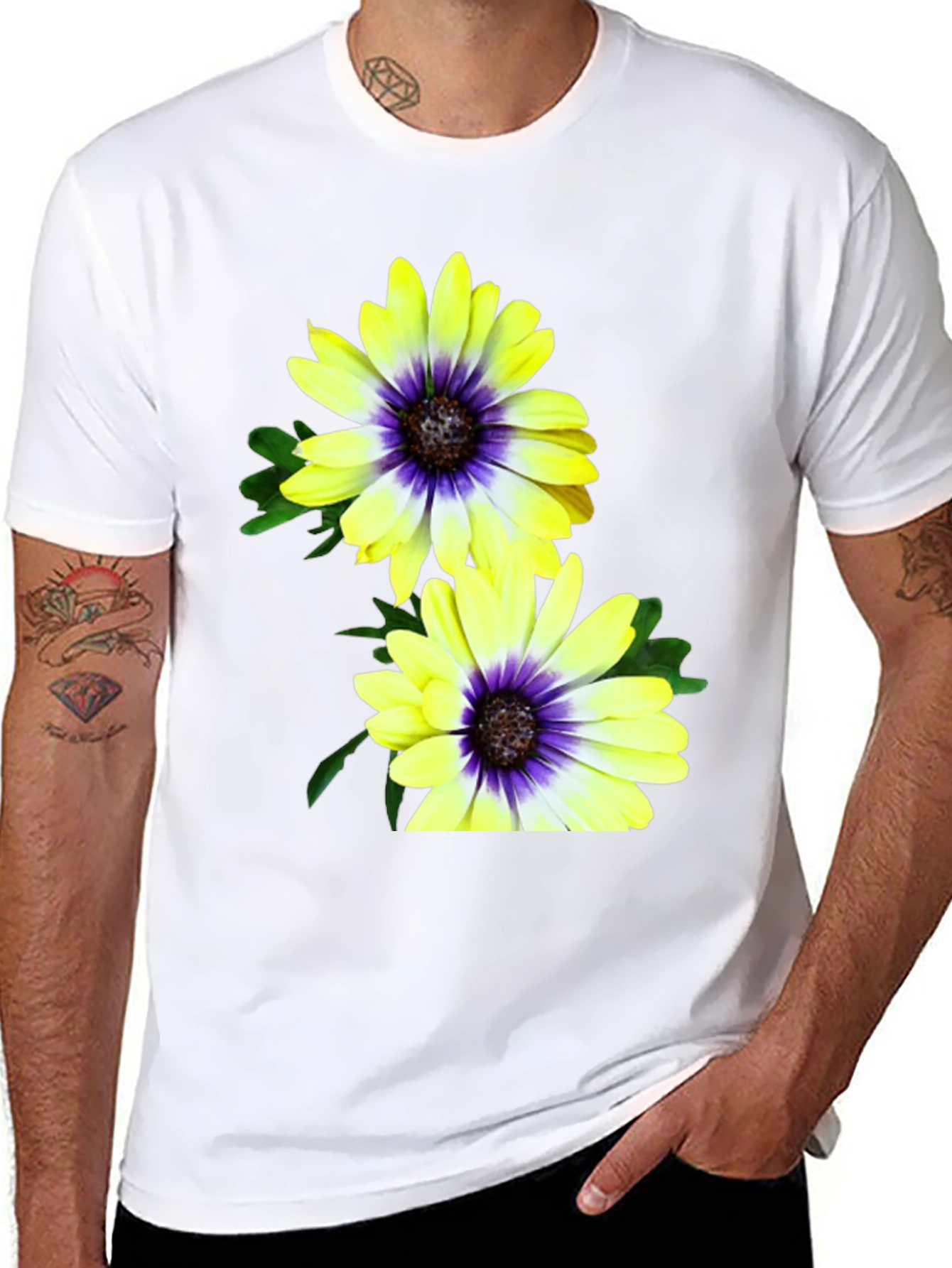 Floral T-Shirt: Yellow & Purple Daisy Print